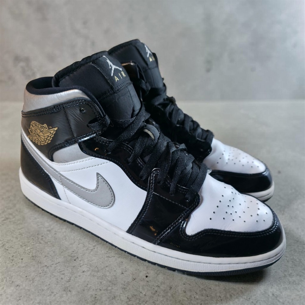 Nike Air Jordan 1 Mid Shoes Mens 10.5 HV0789-010 Black‎ Silver White *Clean.